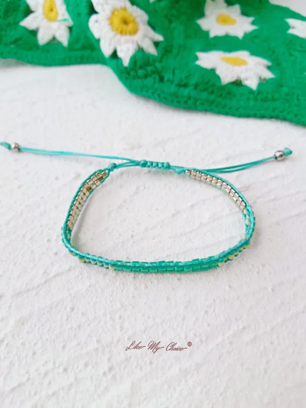 Adjustable Drawstring Beaded Bracelet Turquoise Beach sold by Like My Choice
