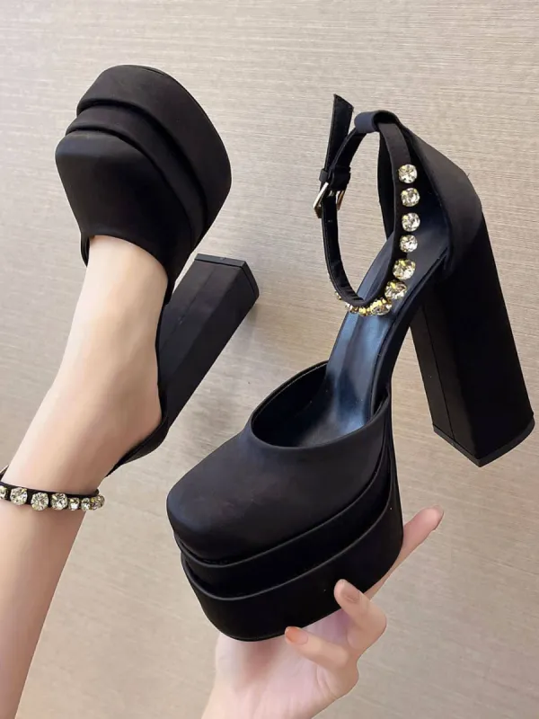Rhinestone Double-Layered Platform Toe-Cap Sandals sold by Like My Choice