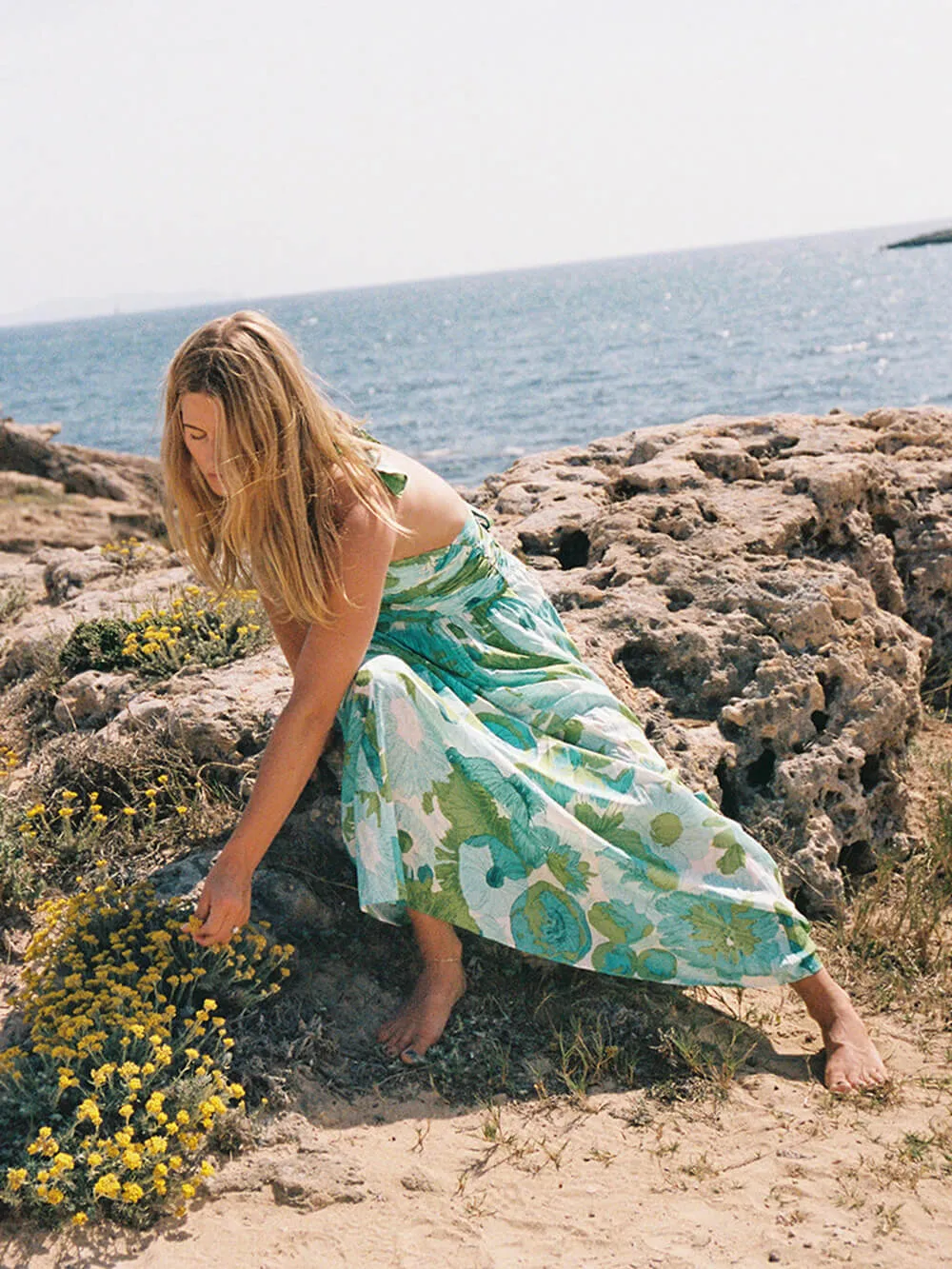 Elegant Versatile Halter Neck Printed Pleated Maxi Dress sold by Like My Choice product image thumbnail 5