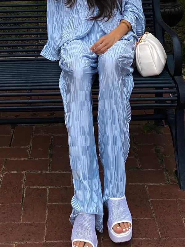 Unique Pleated Wave Elastic Loose-Fitting Wide-Leg Pants sold by Like My Choice