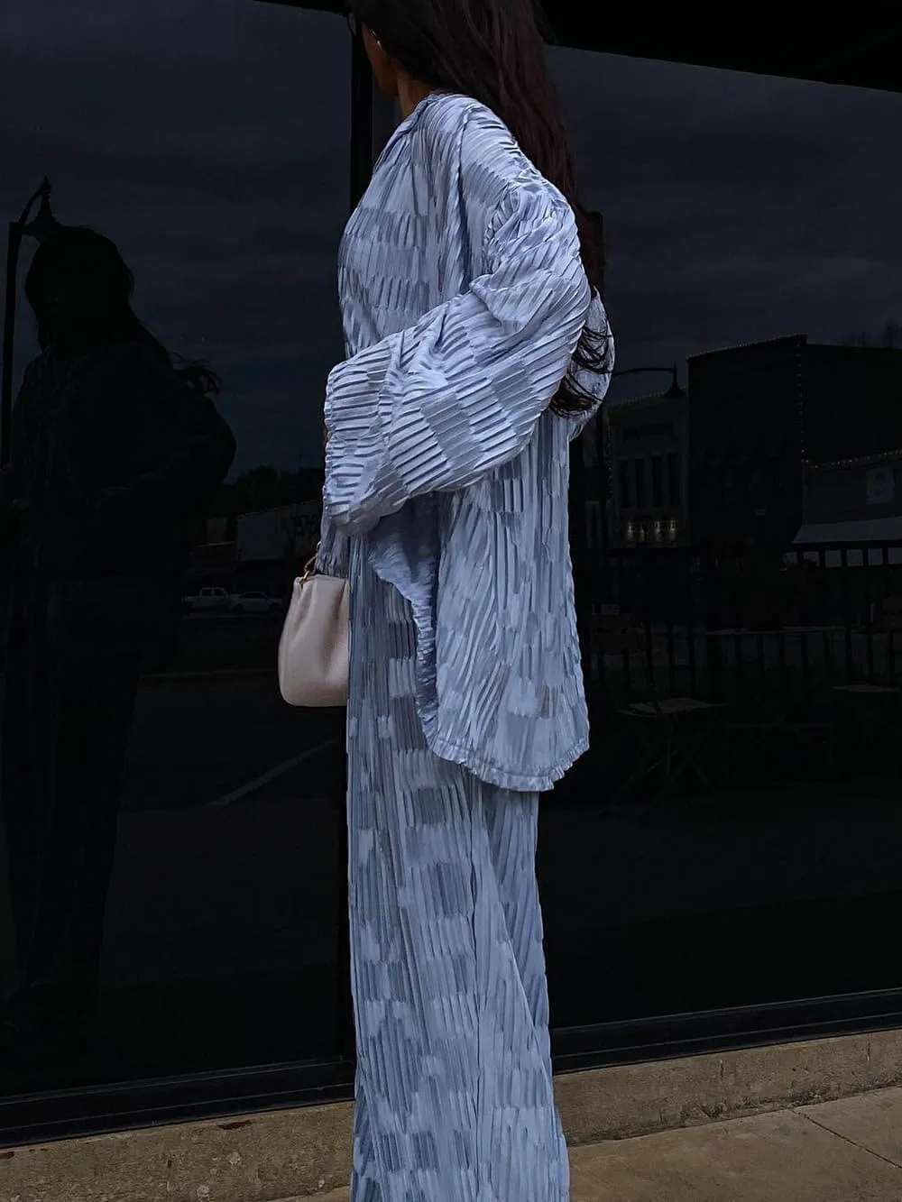 Unique Pleated Wave Elastic Loose-Fitting Wide-Leg Pants sold by Like My Choice product image thumbnail 4