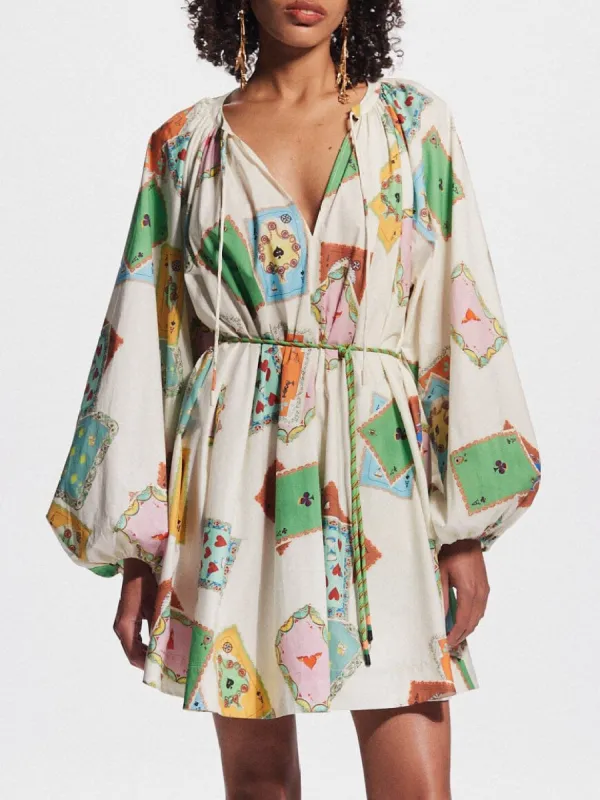 Unique Art Print Bubble Long Sleeve Versatile Mini Dress sold by Like My Choice