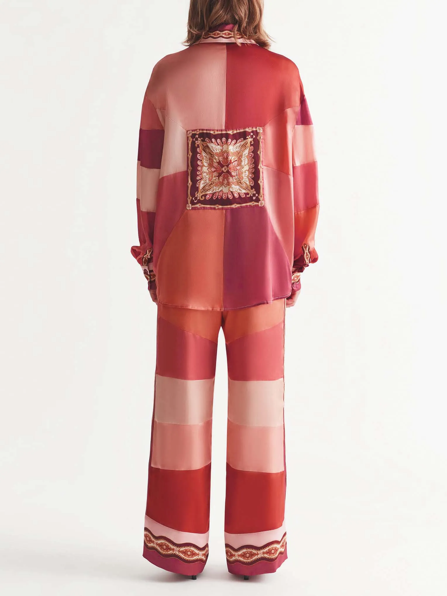 Unique Satin Paisley Print Contrast Wide-Leg Pants sold by Like My Choice product image thumbnail 4