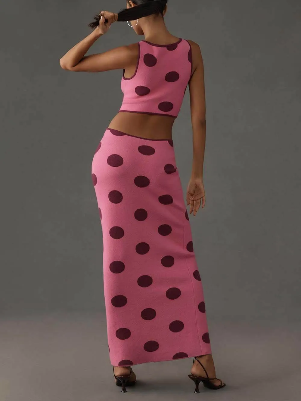 Retro Polka Dot Print Sleeveless Maxi Dress sold by Like My Choice product image thumbnail 3
