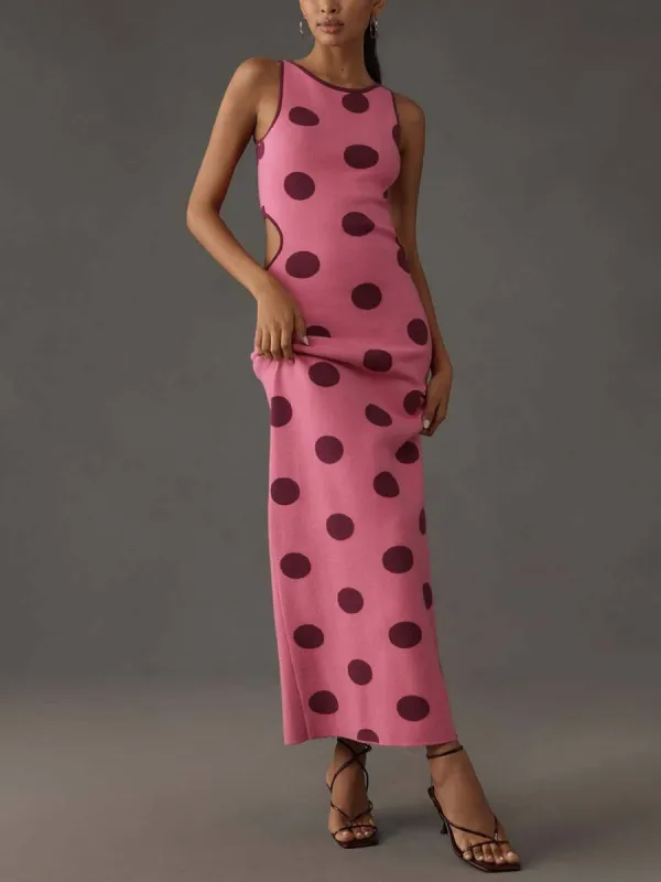 Retro Polka Dot Print Sleeveless Maxi Dress sold by Like My Choice