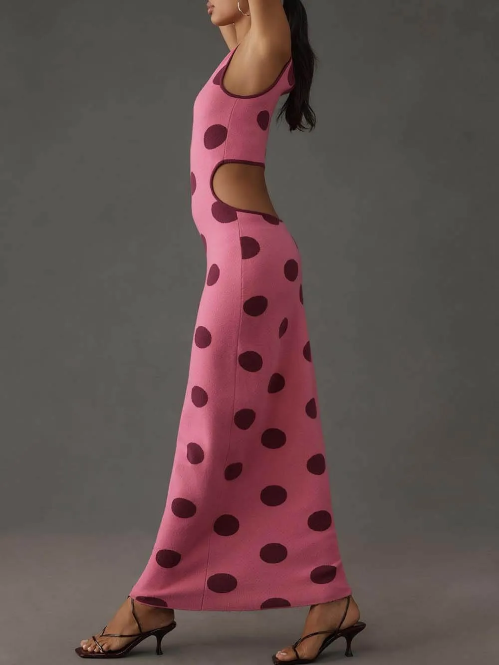 Retro Polka Dot Print Sleeveless Maxi Dress sold by Like My Choice product image thumbnail 2