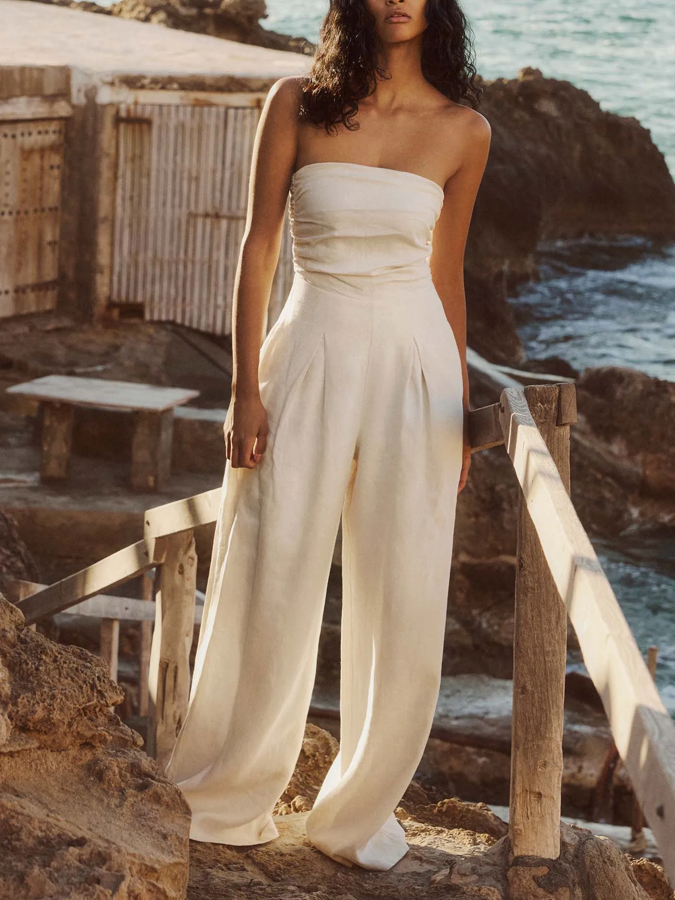 Modern fashion tube top pleated jumpsuit sold by Like My Choice