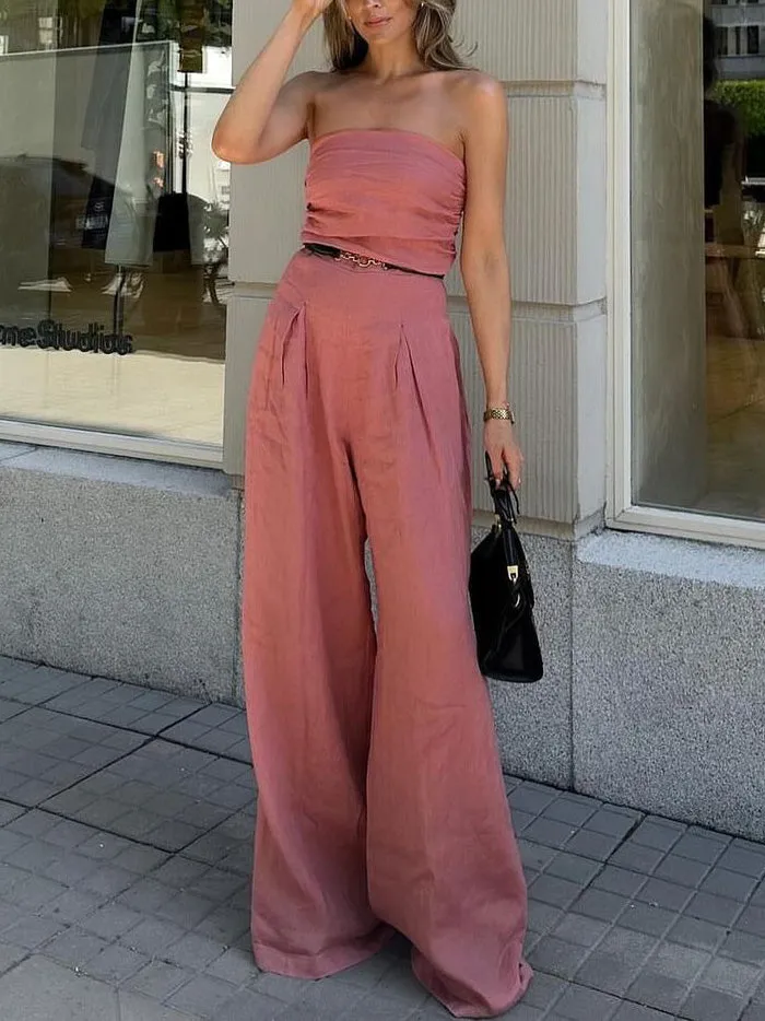Modern fashion tube top pleated jumpsuit sold by Like My Choice product image thumbnail 2