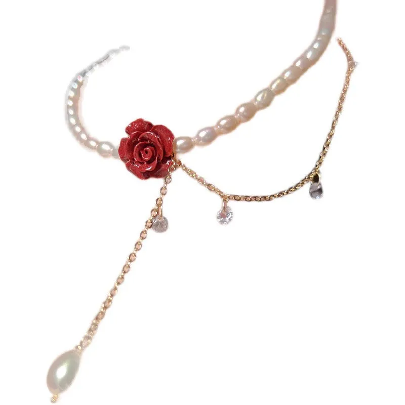 Rose Flower Pearl Necklace sold by Like My Choice product image thumbnail 3