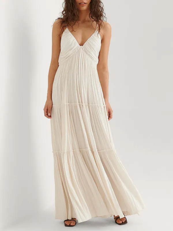 Unique Pleated Wave Maxi Dress sold by Like My Choice