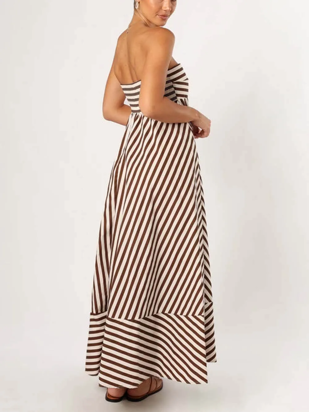 Elegant Bandeau Stripe Color Blocking Strapless Maxi Dress sold by Like My Choice product image thumbnail 5