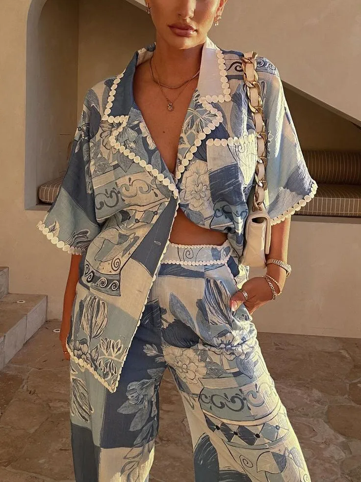 Unique Graffiti Art Print Contrast Lace Loose Shirt sold by Like My Choice