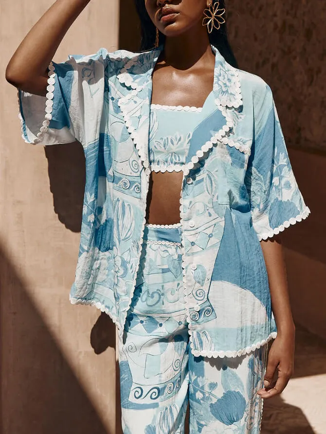 Unique Graffiti Art Print Contrast Lace Loose Shirt sold by Like My Choice product image thumbnail 2