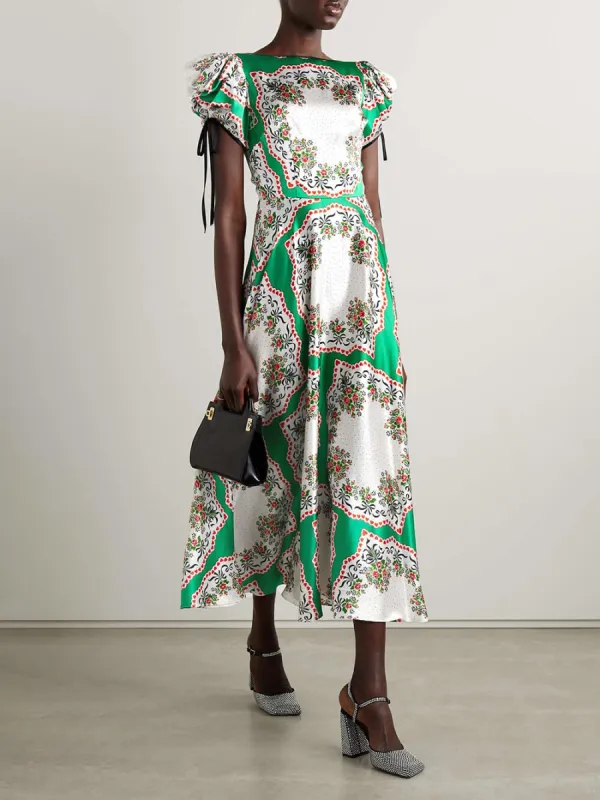 Unique Ethnic Print Puff Sleeve Midi Dress sold by Like My Choice