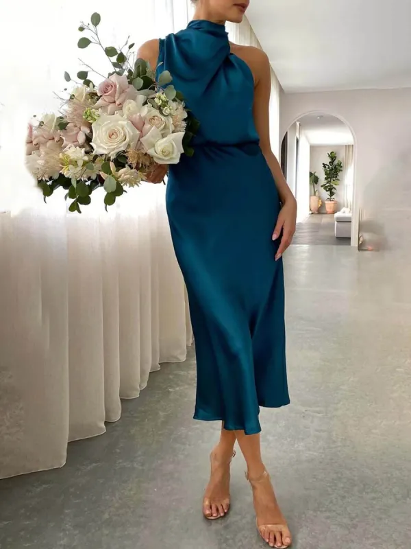 Unique Bridesmaid Sleeveless High Neck Midi Dresses sold by Like My Choice