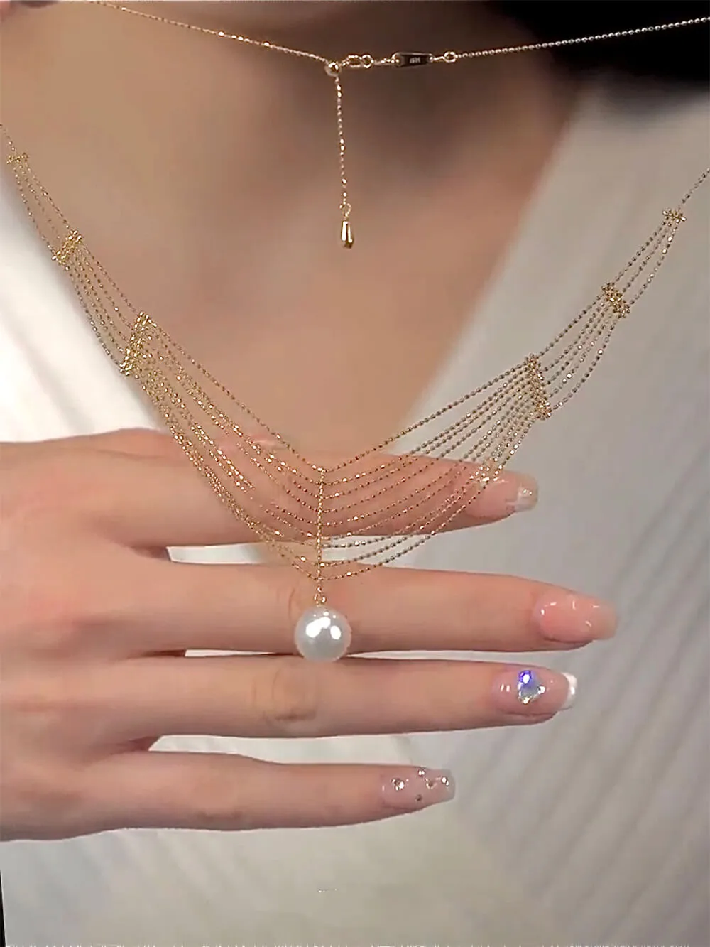 Pearl Collarbone Necklace sold by Like My Choice product image thumbnail 4