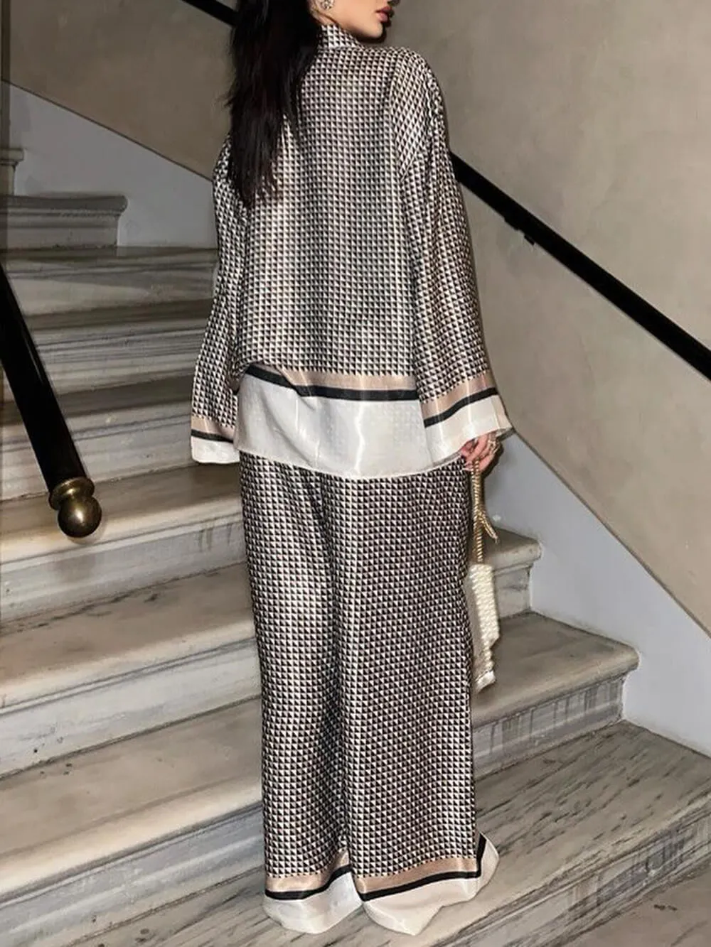 Exquisite Unique Plaid Print Elastic Waist Pocket Wide Leg sold by Like My Choice product image thumbnail 4