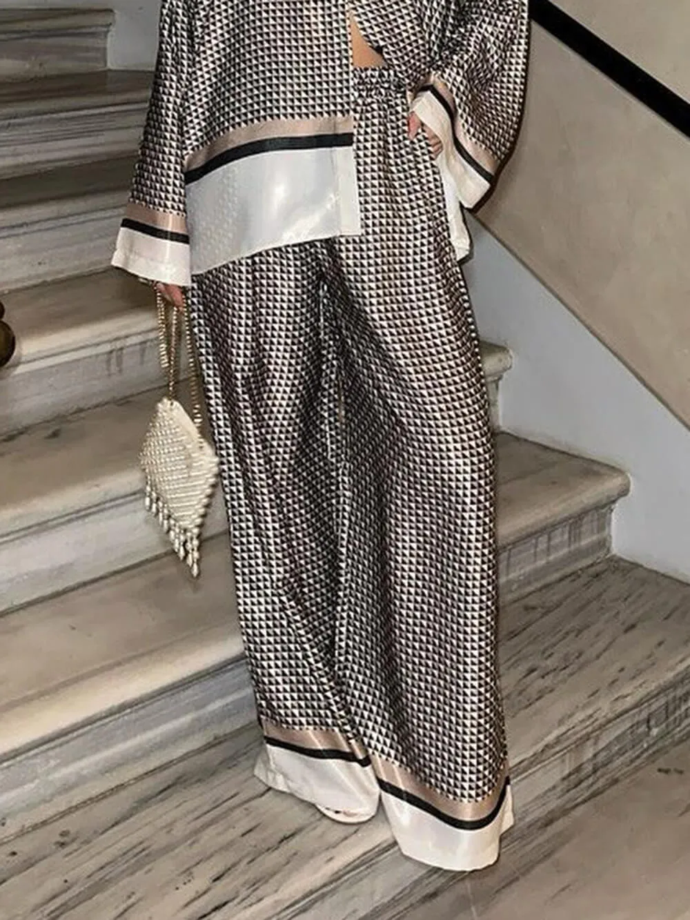 Exquisite Unique Plaid Print Elastic Waist Pocket Wide Leg sold by Like My Choice