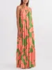 Halter Neck Floral Print Trapeze Layered Maxi Dress sold by Like My Choice