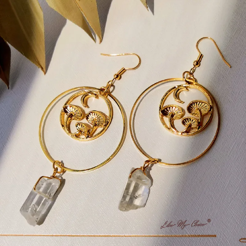 Mushroom Natural Quartz Drop Earrings sold by Like My Choice