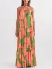 Halter Neck Floral Print Trapeze Layered Maxi Dress sold by Like My Choice