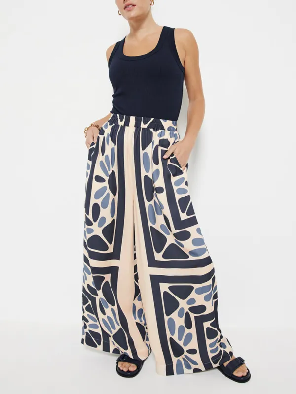 Summer Vacation Style Unique Ethnic Print Loose Waist Elastic Pants sold by Like My Choice