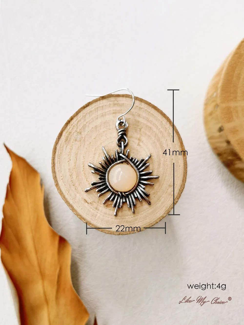 Boho Crystal Moonstone Earrings Sun Moon Asymmetrical Drop Earrings sold by Like My Choice product image thumbnail 5