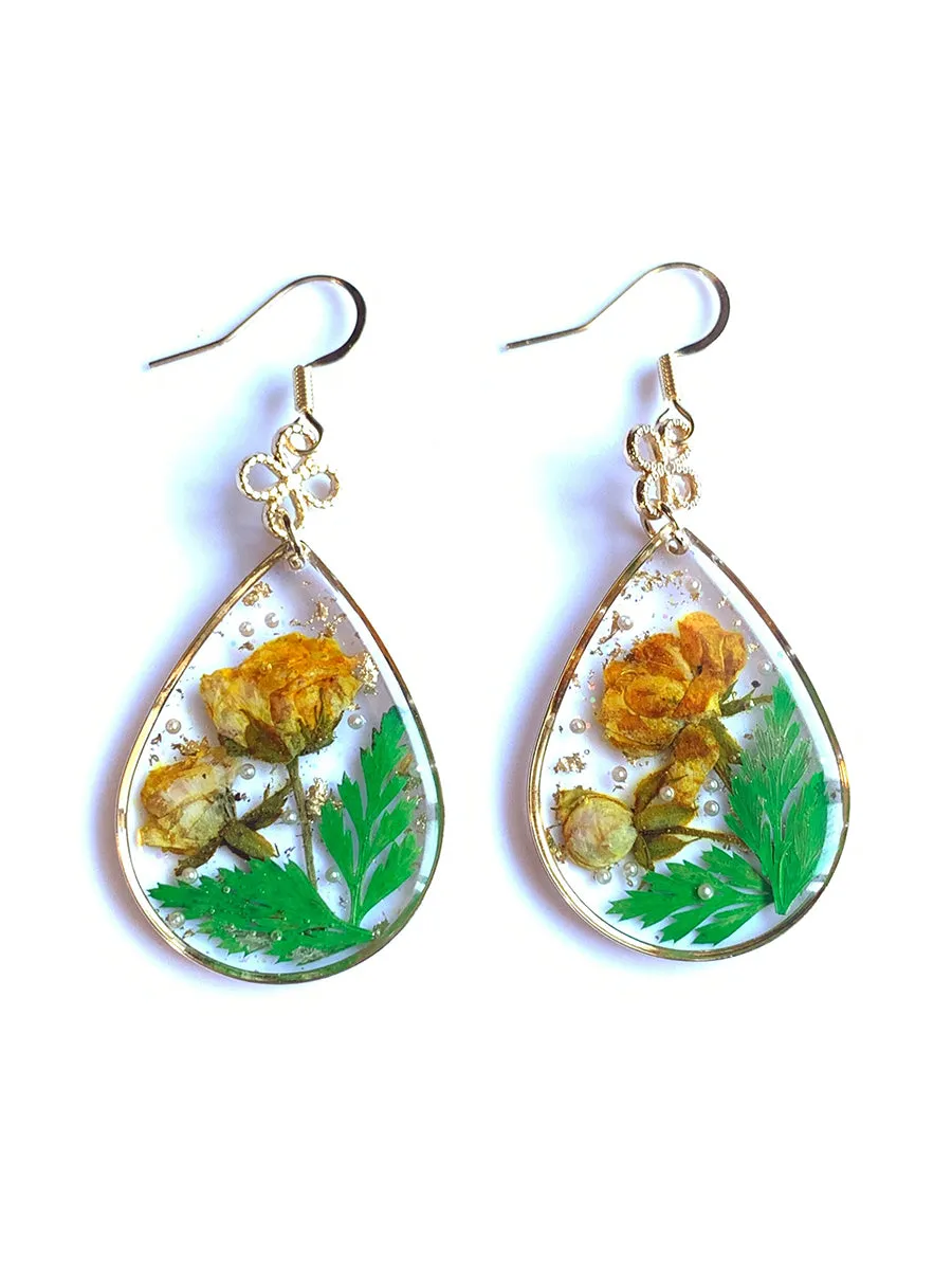 Yellow Sulphureus Cosmos Resin Drop Earring sold by Like My Choice product image thumbnail 3