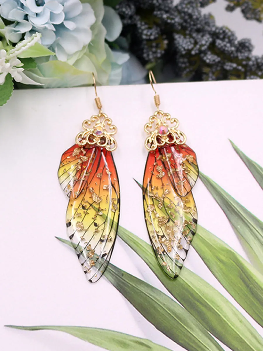 Butterfly Wing Yellow Rhinestone Cicada Wing Crystal Earrings sold by Like My Choice product image thumbnail 5
