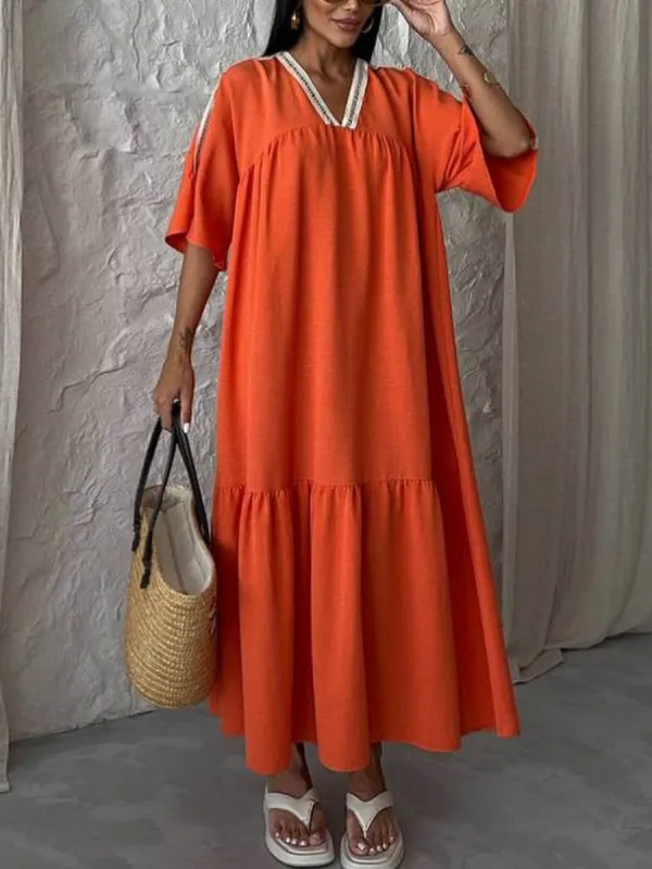 Unique Lace Panel Oversized Loose Maxi Dress sold by Like My Choice