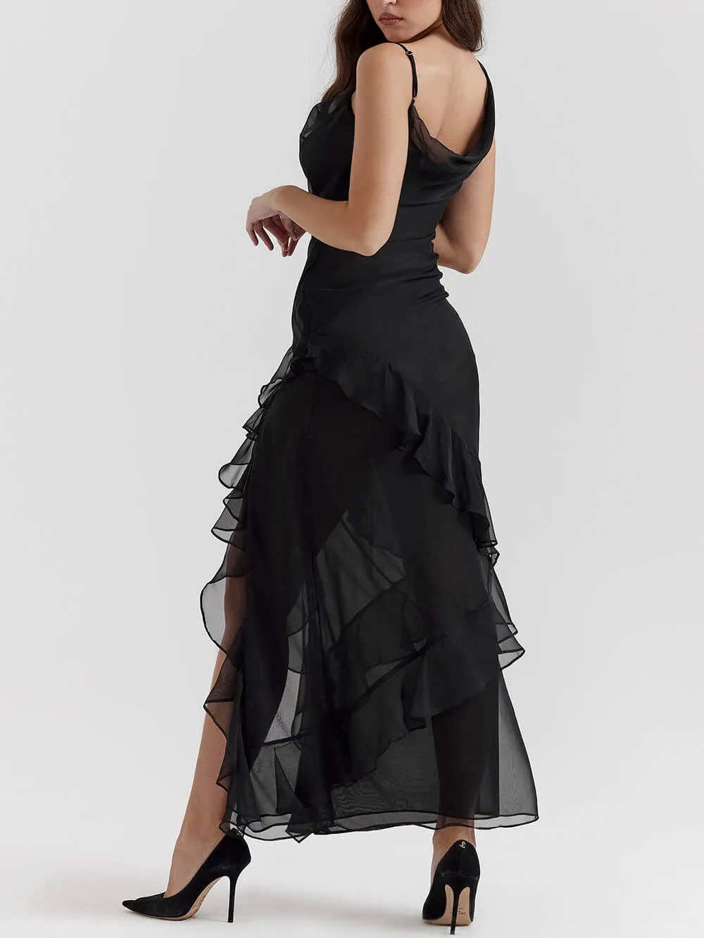 Black Ruffle Maxi Dress sold by Like My Choice product image thumbnail 5
