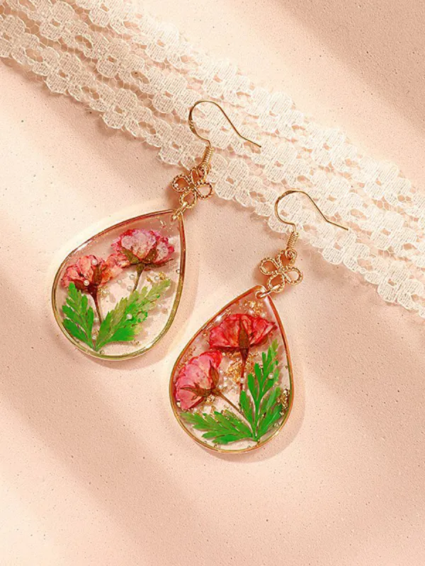 Red Rose Resin Drop Earrings sold by Like My Choice