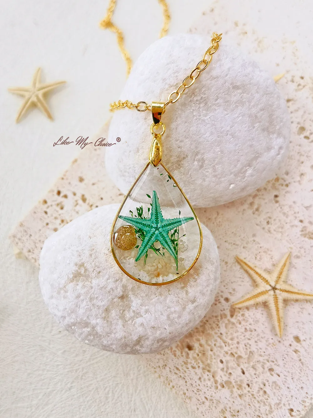 Natural Starfish DIY Resin Epoxy Gold Necklace sold by Like My Choice product image thumbnail 3
