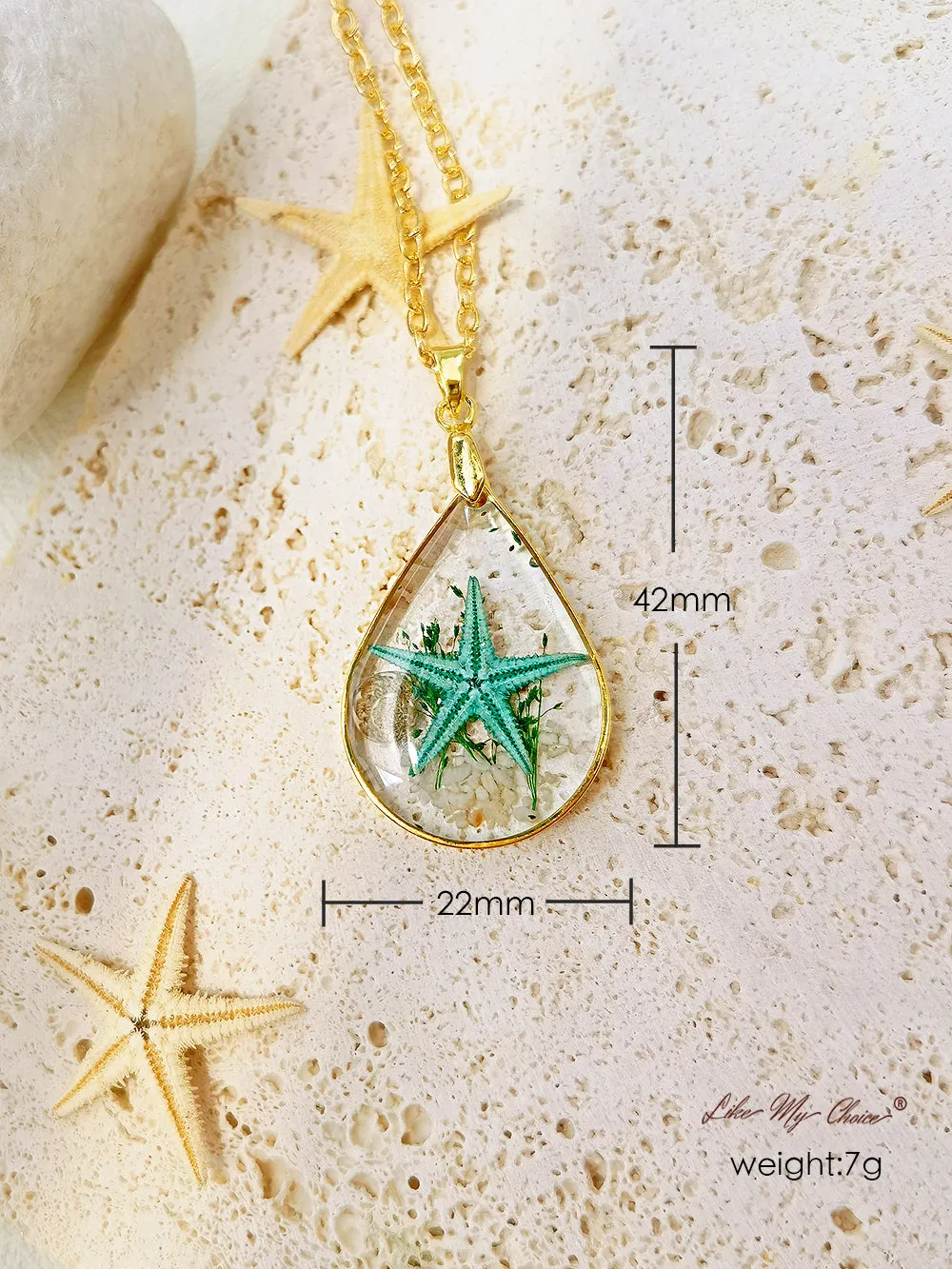 Natural Starfish DIY Resin Epoxy Gold Necklace sold by Like My Choice product image thumbnail 4