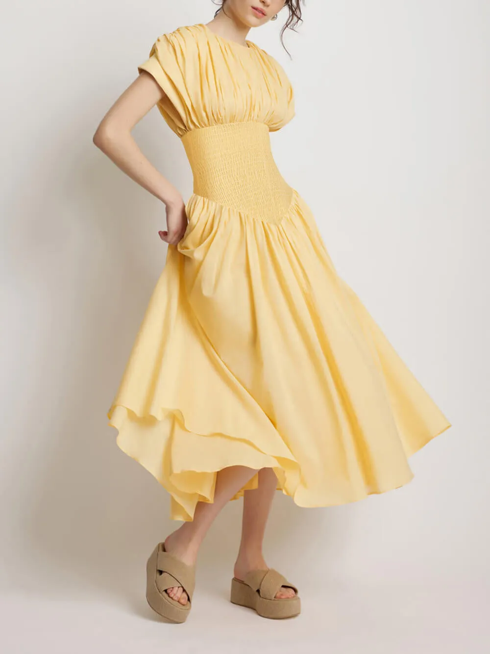 Elegant Pleated Cord Midi Dress sold by Like My Choice product image thumbnail 3