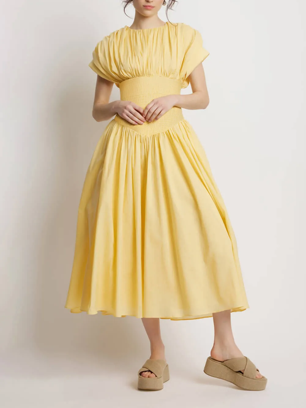 Elegant Pleated Cord Midi Dress sold by Like My Choice