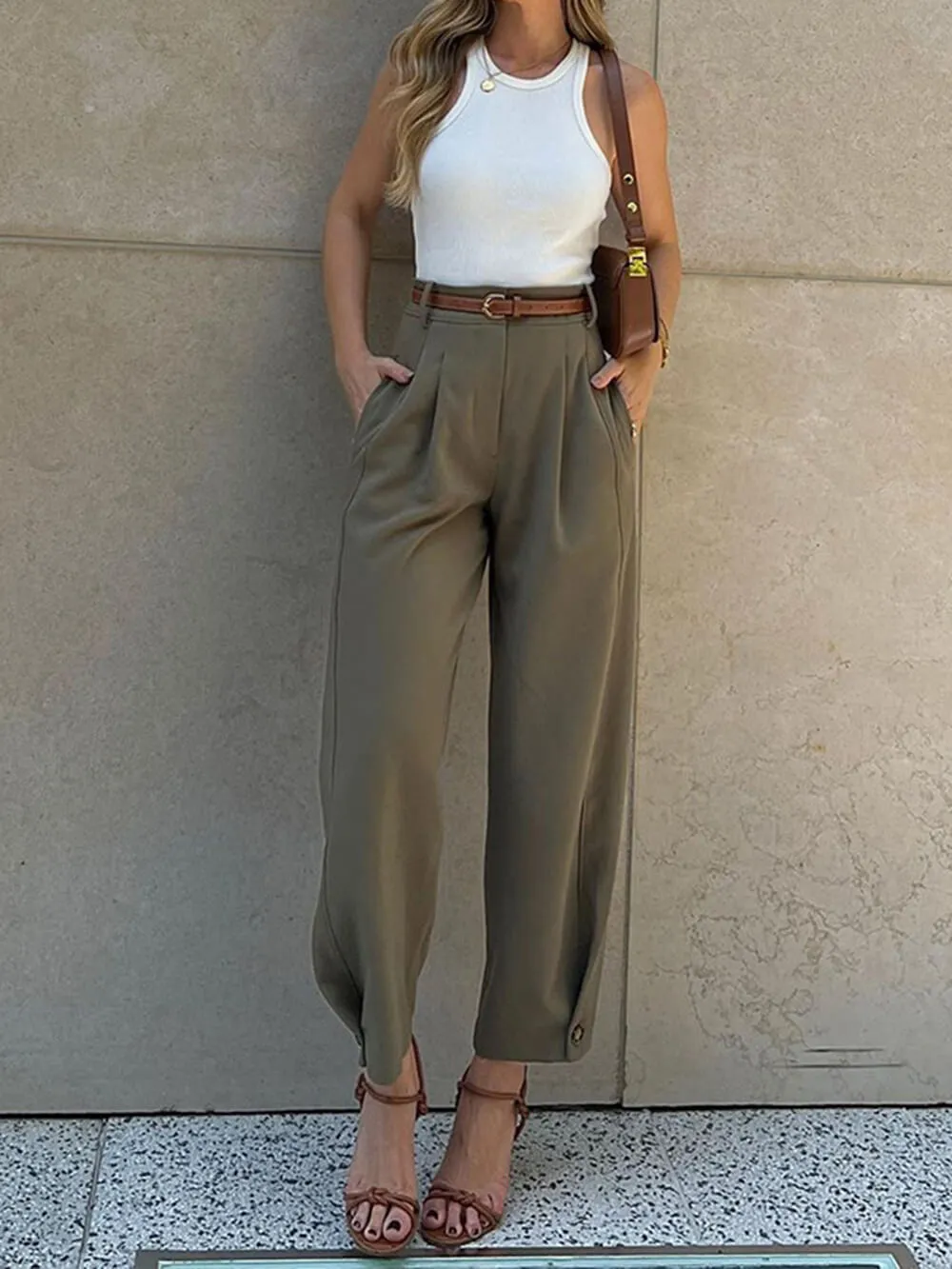 Stylish Loose High Waisted Drawstring Suit Pants sold by Like My Choice product image thumbnail 4