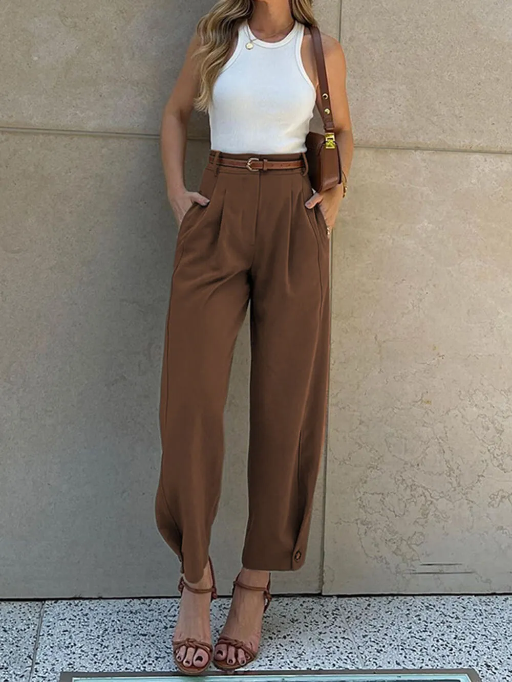 Stylish Loose High Waisted Drawstring Suit Pants sold by Like My Choice product image thumbnail 3