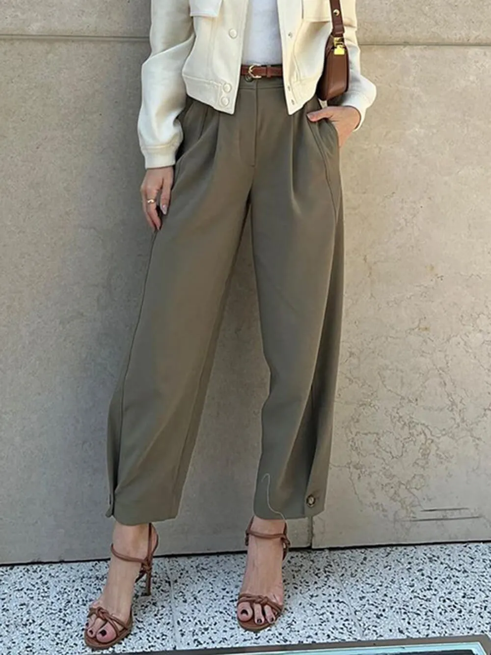 Stylish Loose High Waisted Drawstring Suit Pants sold by Like My Choice