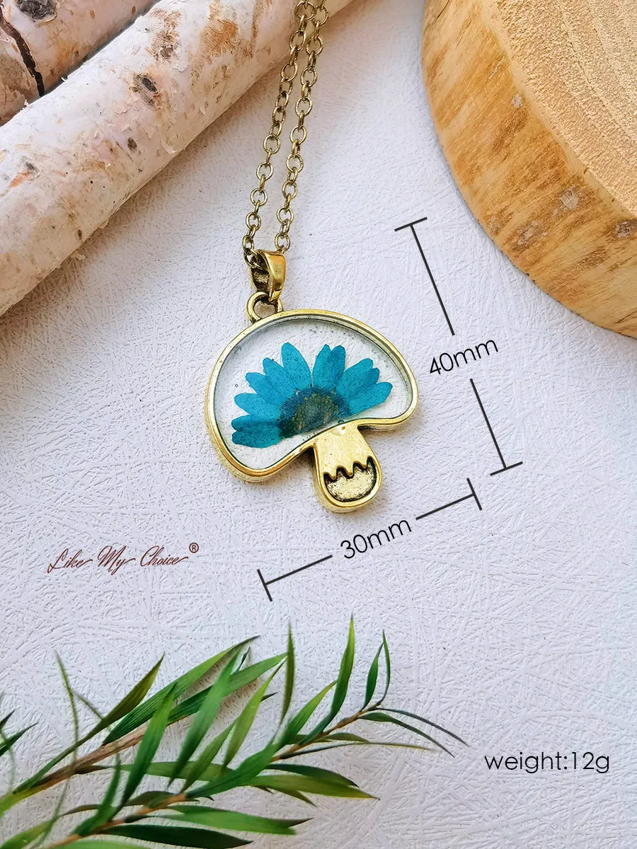 Natural Dried Flower Daisy Mushroom Necklace sold by Like My Choice product image thumbnail 4