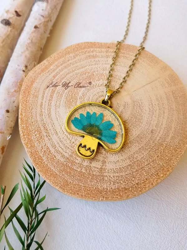 Natural Dried Flower Daisy Mushroom Necklace sold by Like My Choice
