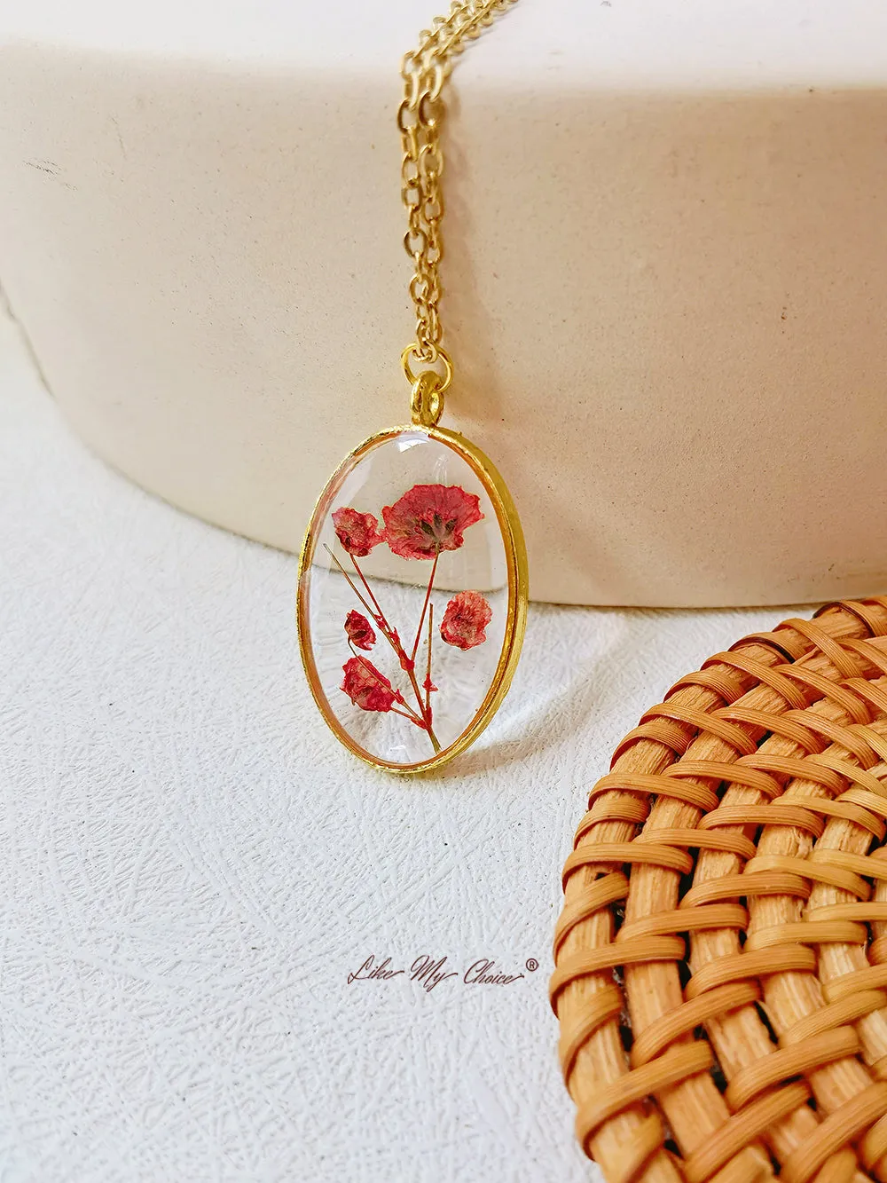 Handmade Red Narcissus Bud Pendant Necklace sold by Like My Choice product image thumbnail 3