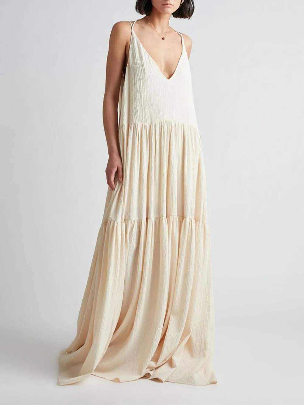 Elegant Resort Deep V-Neckline Strappy Maxi Dress sold by Like My Choice