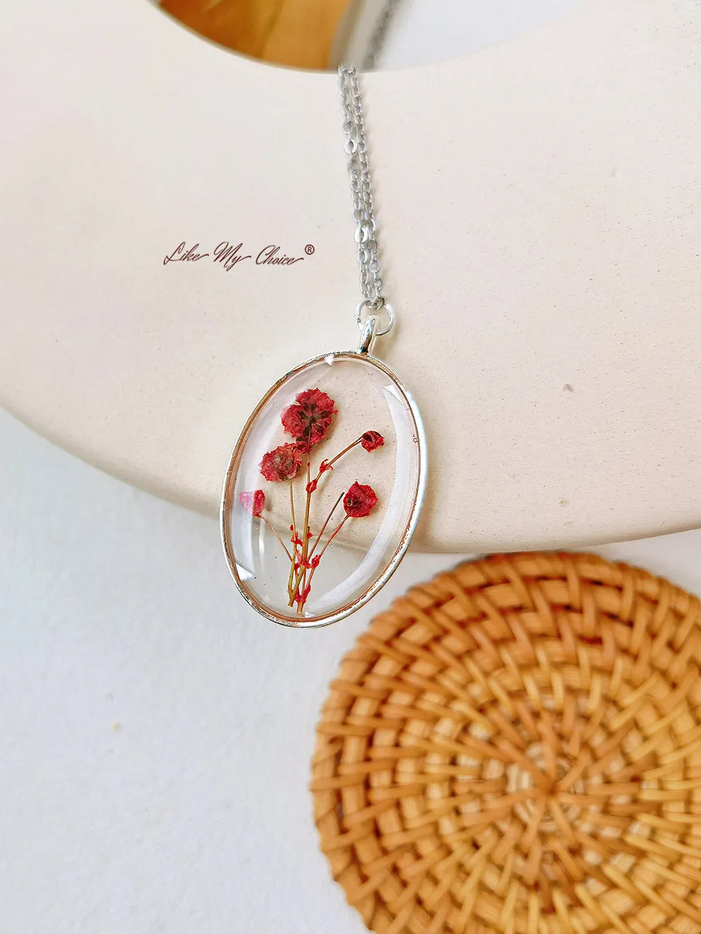 Handmade Red Narcissus Bud Pendant Necklace sold by Like My Choice product image thumbnail 5