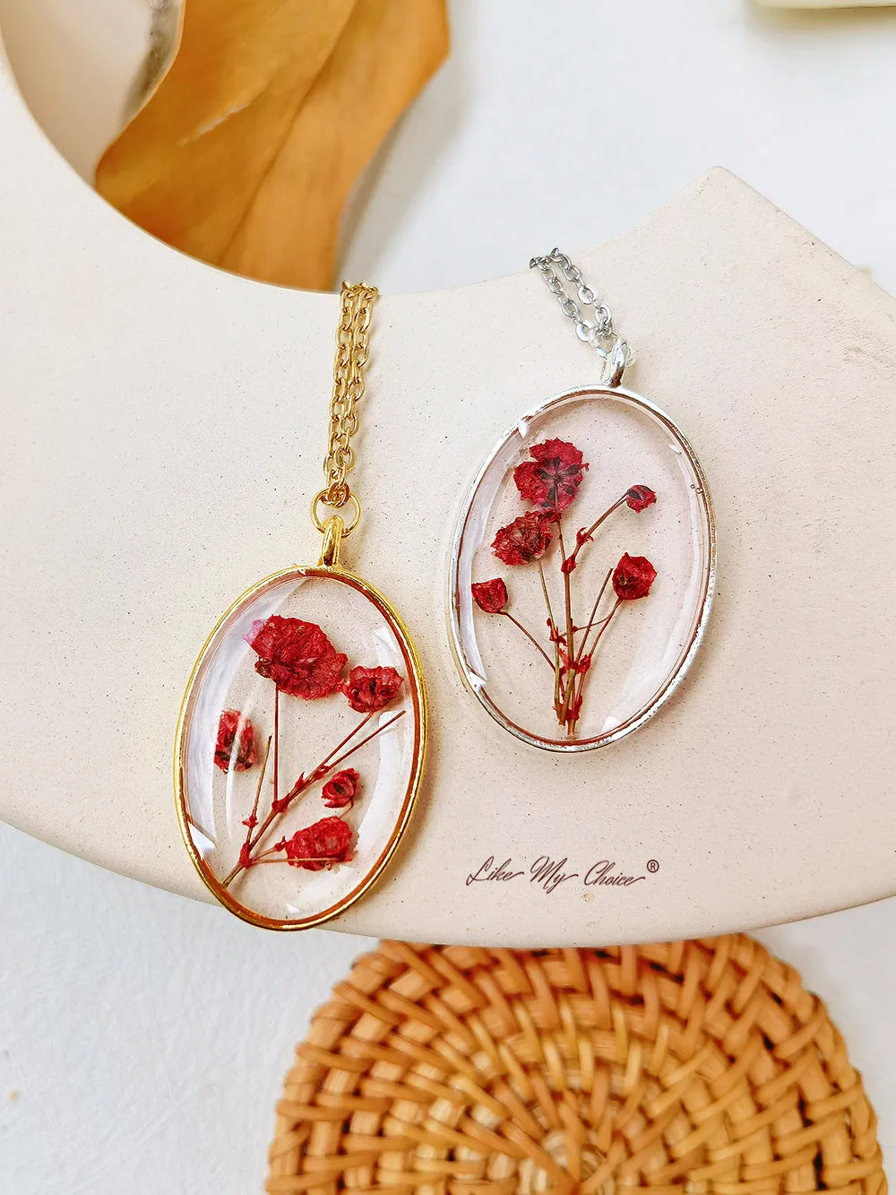 Handmade Red Narcissus Bud Pendant Necklace sold by Like My Choice