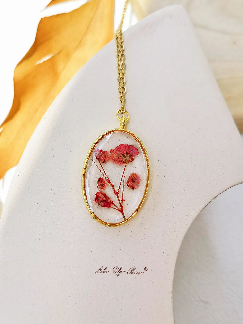 Handmade Red Narcissus Bud Pendant Necklace sold by Like My Choice product image thumbnail 2