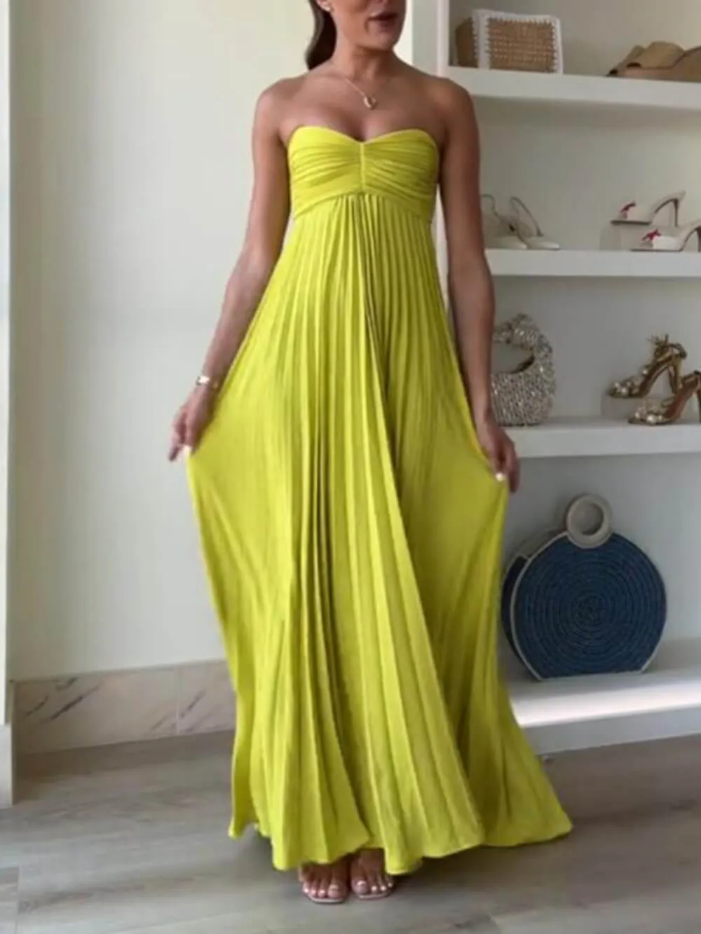 Exquisite Elegant Pleated Off-the-shoulder Party Maxi Dress sold by Like My Choice product image thumbnail 5