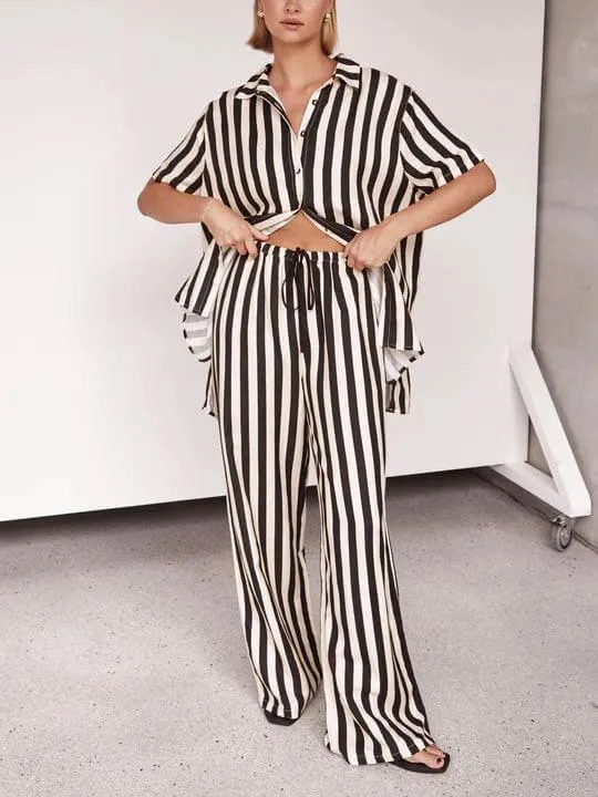 Resort Casual Striped Loose Wide Leg Pants sold by Like My Choice product image thumbnail 3