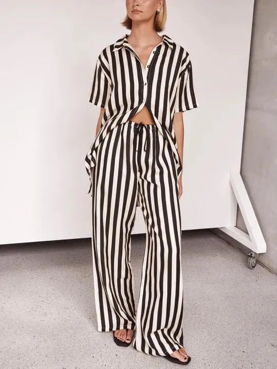 Resort Casual Striped Loose Wide Leg Pants sold by Like My Choice product image thumbnail 2