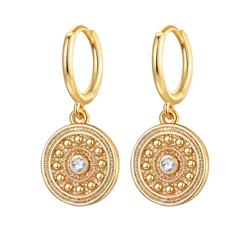 Bohemian Round Coin Zircon Earrings sold by Like My Choice